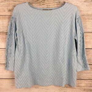 Chico's Knit Top Lace 3/4 Sleeves Chevron Textured Size 0 XS